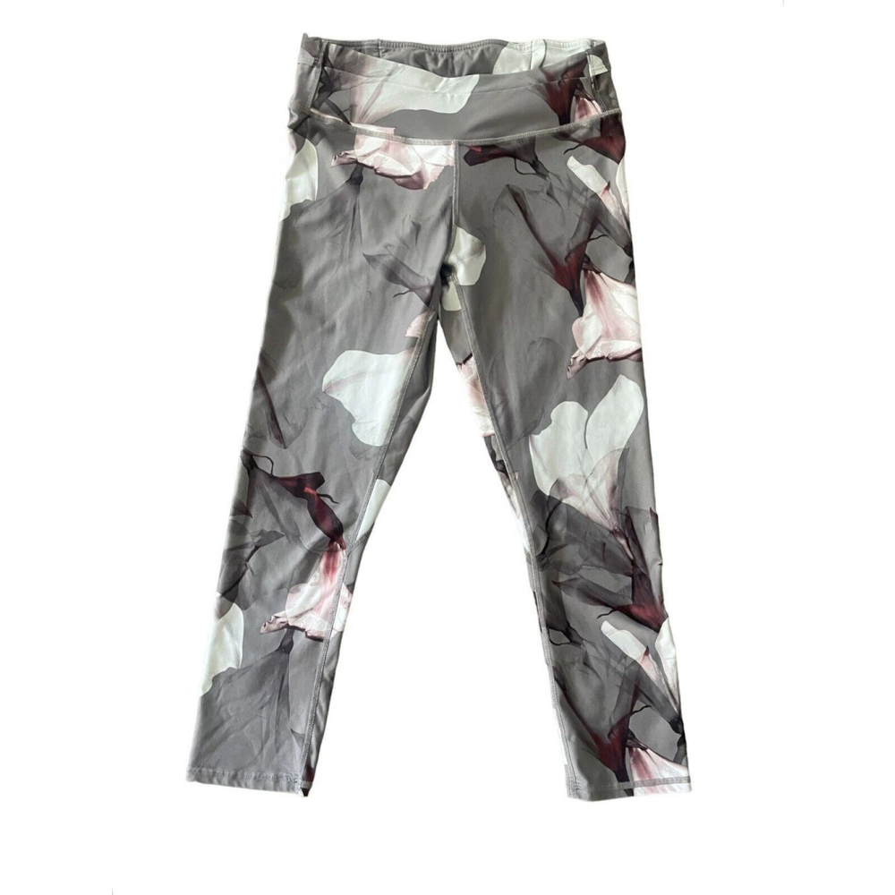 Fabletics Women's Powerhold High Waist 7/8 Leggings Small (S) Gray Floral Red